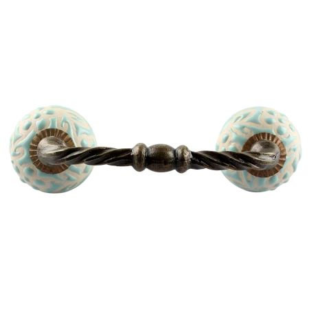 Sage Green Etched Ceramic Cut Bridge Handles